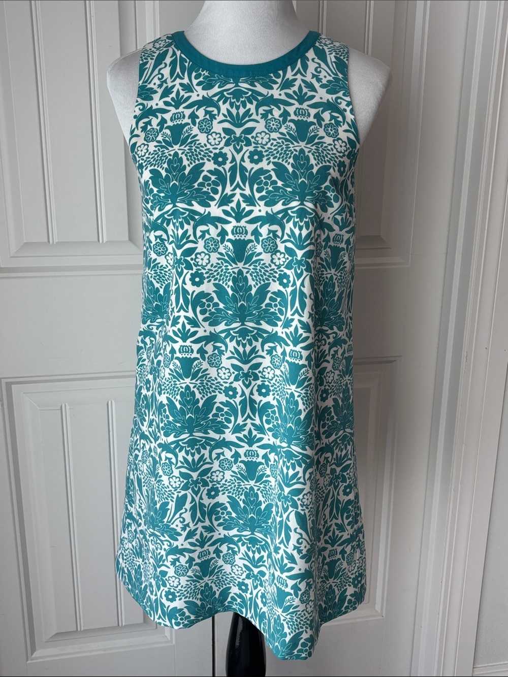 LOFT Teal and White Patterned Dress